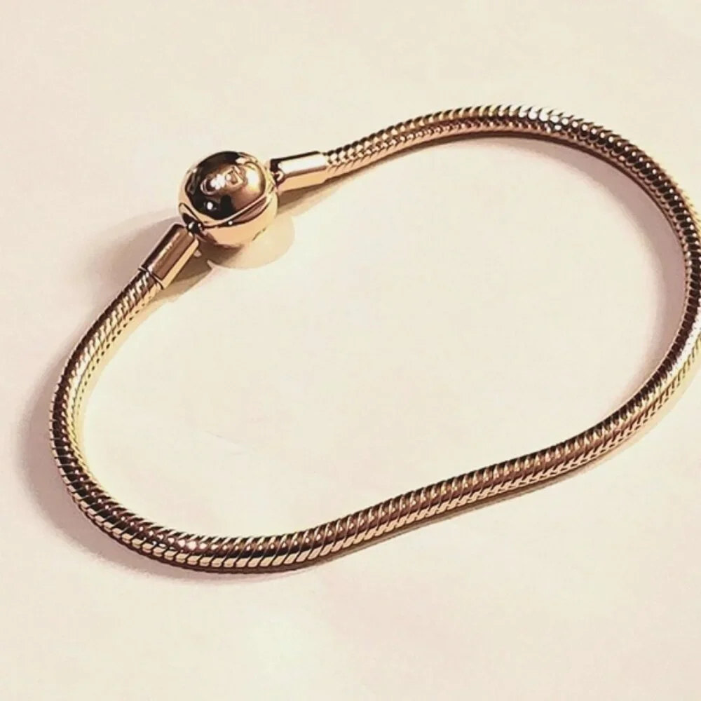 ✅Authentic NEW Pandora Moments Snake Chain Bracelet 14K Rose Gold plated